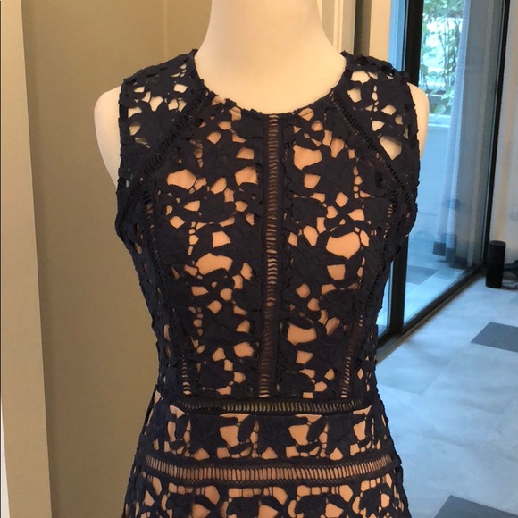 Sale!!Slate blue fitted lace dress with tan lining - Picture 5 of 7